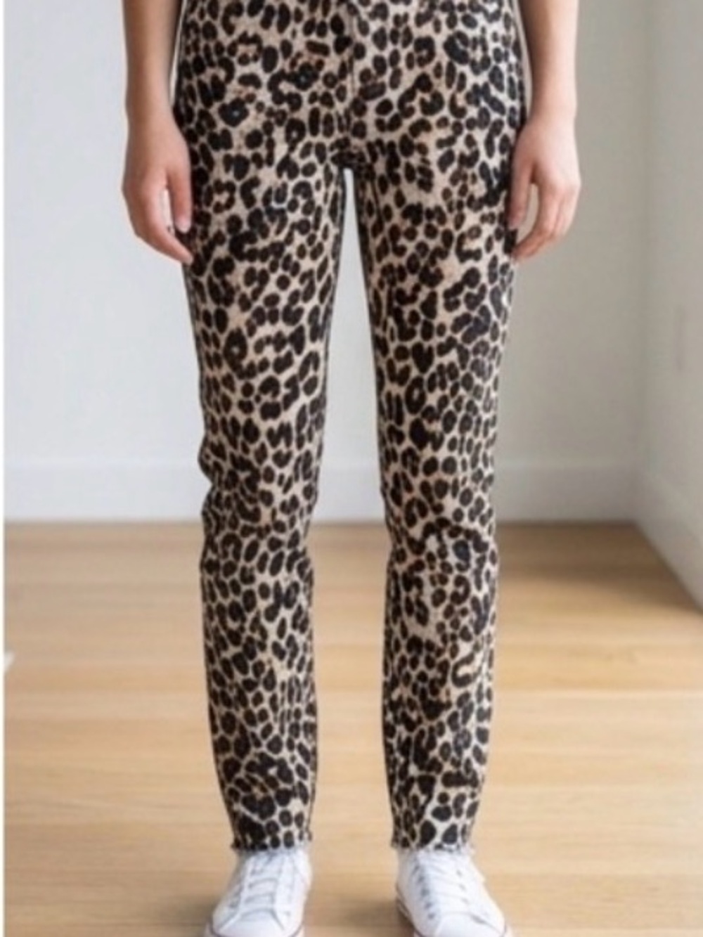 Paige  Leopard Print Slim Jeans - Tan & Black